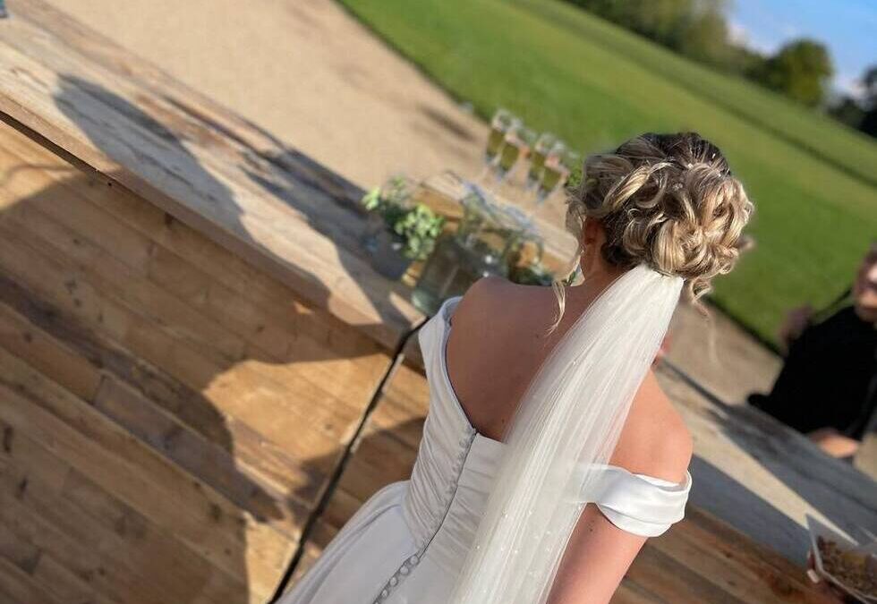 Bride having an outdoor wedding